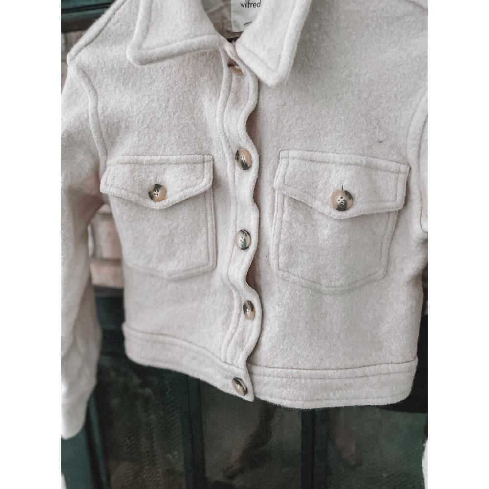 Wilfred Boiled Wool Cropped Trucker Jacket Small Cream Shacket - Picture 4 of 12